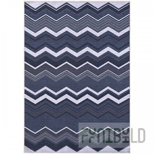 Abani Parker Collection 4' x 6' Blue Modern Zig Zag Area Rug