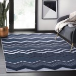 Abani Parker Collection 4' x 6' Blue Modern Zig Zag Area Rug Abani Parker Collection 4' x 6' Blue Modern Zig Zag Area Rug