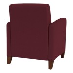 Lesro Ravenna Open House Wine Fabric Guest Arm Chair with Walnut Wood Legs Lesro Ravenna Open House Wine Fabric Guest Arm Chair with Walnut Wood Legs