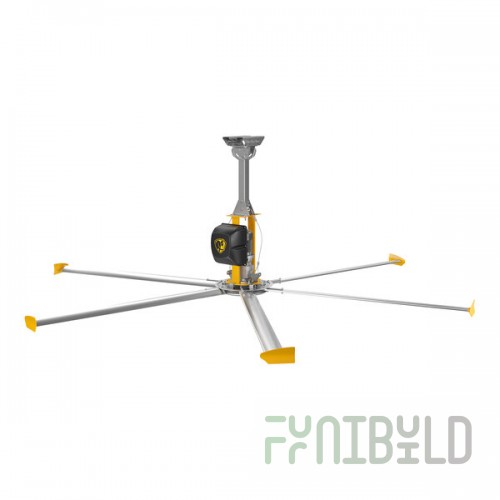 Big Ass Fans 14' Yellow and Silver Aluminum Indoor Shop Ceiling Fan - 100-120V
