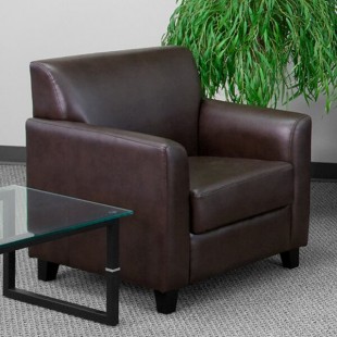Flash Furniture BT-827-1-BN-GG Hercules Diplomat Brown Leather Chair with Wooden Feet Flash Furniture BT-827-1-BN-GG Hercules Diplomat Brown Leather Chair with Wooden Feet