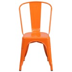 Flash Furniture CH-31230-OR-GG Orange Stackable Galvanized Steel Chair with Vertical Slat Back and Drain Hole Seat