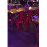Flash Furniture CH-31230-OR-GG Orange Stackable Galvanized Steel Chair with Vertical Slat Back and Drain Hole Seat