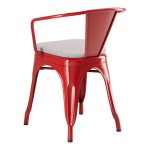 Lancaster Table & Seating Alloy Ruby Red Outdoor Arm Chair with Gray Fabric Magnetic Cushion