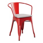 Lancaster Table & Seating Alloy Ruby Red Outdoor Arm Chair with Gray Fabric Magnetic Cushion
