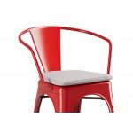Lancaster Table & Seating Alloy Ruby Red Outdoor Arm Chair with Gray Fabric Magnetic Cushion