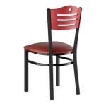 Lancaster Table & Seating Black Finish Side Chair with Burgundy Vinyl Seat and Mahogany Wood Back - Assembled