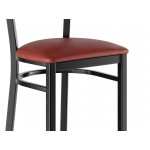 Lancaster Table & Seating Black Finish Side Chair with Burgundy Vinyl Seat and Mahogany Wood Back - Assembled