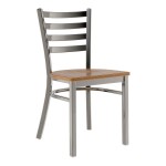 Lancaster Table & Seating Clear Coat Finish Ladder Back Chair with Vintage Wood Seat - Detached Seat
