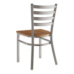 Lancaster Table & Seating Clear Coat Finish Ladder Back Chair with Vintage Wood Seat - Detached Seat