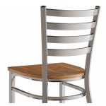 Lancaster Table & Seating Clear Coat Finish Ladder Back Chair with Vintage Wood Seat - Detached Seat