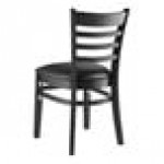 Lancaster Table & Seating Black Finish Wood Ladder Back Chair with Black Vinyl Seat - Detached Seat