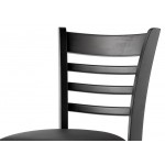 Lancaster Table & Seating Black Finish Wood Ladder Back Chair with Black Vinyl Seat - Detached Seat