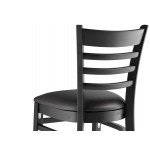 Lancaster Table & Seating Black Finish Wood Ladder Back Chair with Black Vinyl Seat - Detached Seat