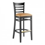 Lancaster Table & Seating Black Finish Wood Ladder Back Chair with Black Vinyl Seat - Detached Seat