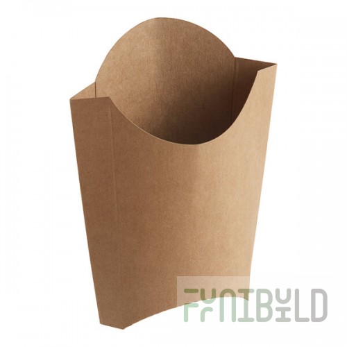 Solia 8 oz. Kraft Paper French Fry Scoop / Tray - 1,200/Case
