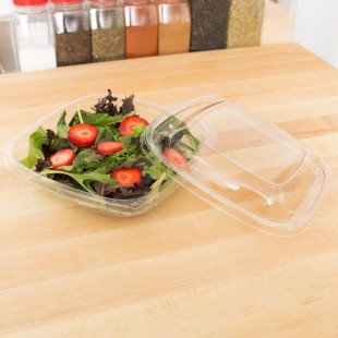 Sabert SureStrip® 24 oz. Clear PETE Square Tamper-Evident, Tamper-Resistant Bowl with Lid - 150/Case Sabert SureStrip® 24 oz. Clear PETE Square Tamper-Evident, Tamper-Resistant Bowl with Lid - 150/Case