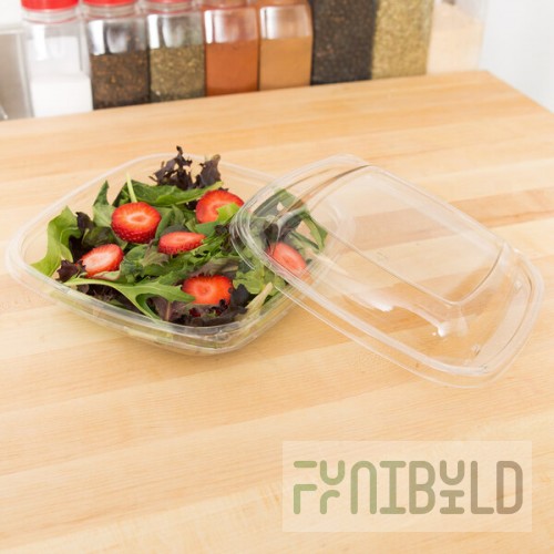 Sabert SureStrip® 24 oz. Clear PETE Square Tamper-Evident, Tamper-Resistant Bowl with Lid - 150/Case