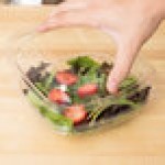 Sabert SureStrip® 24 oz. Clear PETE Square Tamper-Evident, Tamper-Resistant Bowl with Lid - 150/Case