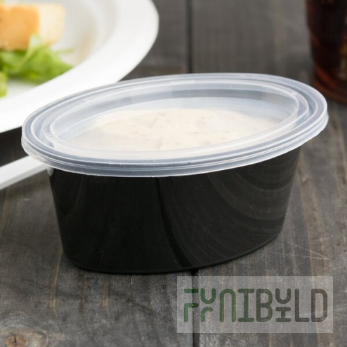 Pactiv Newspring E503-B ELLIPSO 3 oz. Black Oval Souffle / Portion Cup with Clear Lid - 500/Case