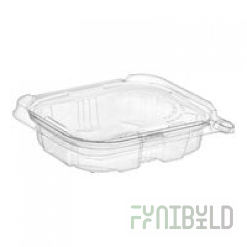 Inline Plastics Safe-T-Fresh 8 oz. Tamper-Resistant, Tamper-Evident Rectangular Hinged Container with Flat Lid - 240/Case