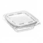 Inline Plastics Safe-T-Fresh 8 oz. Tamper-Resistant, Tamper-Evident Rectangular Hinged Container with Flat Lid - 240/Case