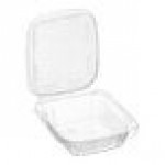 Inline Plastics Safe-T-Fresh 8 oz. Tamper-Resistant, Tamper-Evident Rectangular Hinged Container with Flat Lid - 240/Case