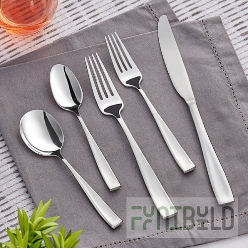 Acopa Monte Bianco 18/8 Stainless Steel Extra Heavy Weight Flatware 5 Piece Set - Sample