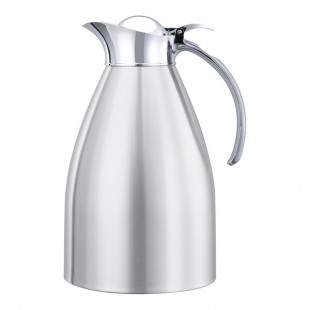 Service Ideas Marquette 50.7 oz. Brushed Stainless Steel Insulated Carafe / Server with Flip-Top Lid MAR15BS
