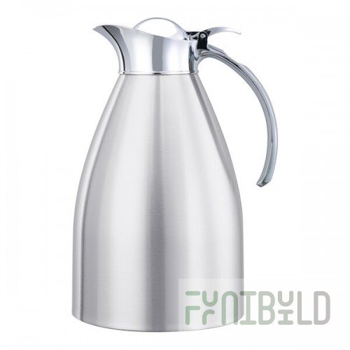 Service Ideas Marquette 50.7 oz. Brushed Stainless Steel Insulated Carafe / Server with Flip-Top Lid MAR15BS