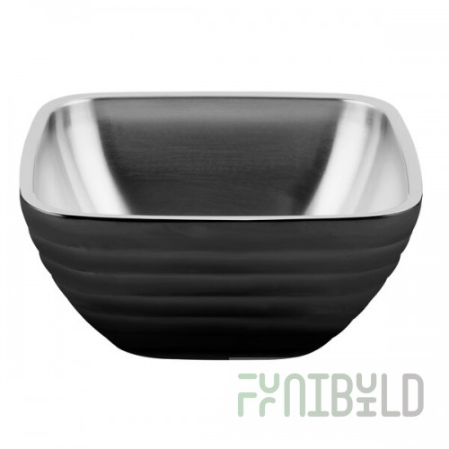 Vollrath 4763260 Double Wall Square Beehive 1.8 Qt. Serving Bowl - Black Black