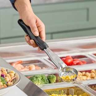 Vollrath 6432120 Jacob's Pride® 1 oz. Black Perforated Round Spoodle® Portion Spoon