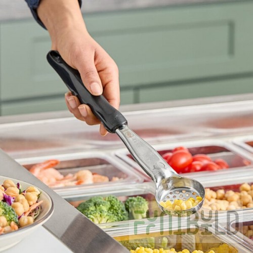 Vollrath 6432120 Jacob's Pride® 1 oz. Black Perforated Round Spoodle® Portion Spoon