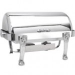 Eastern Tabletop 3114LHCP Lion Head 8 Qt. Rectangular Copper Coated Stainless Steel Roll Top Chafer