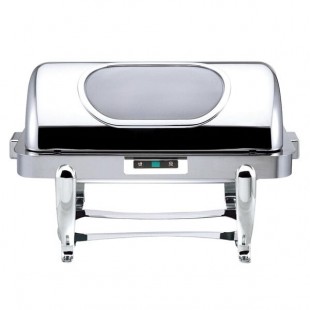 Bon Chef 16040CH Roman Elite 6 Qt. Rectangular Chrome Electric Chafer with Automatic Open / Close Lid and Glass Window Bon Chef 16040CH Roman Elite 6 Qt. Rectangular Chrome Electric Chafer with Automatic Open / Close Lid and Glass Window