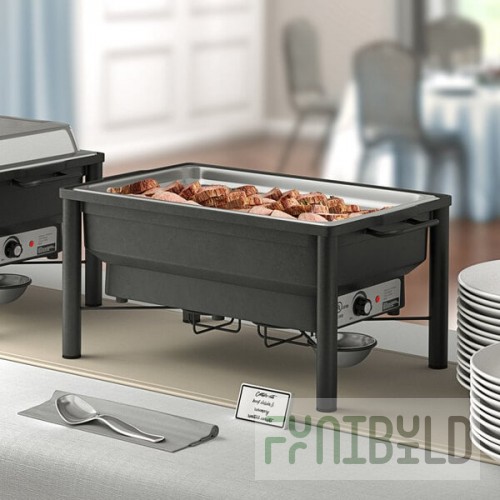 Acopa 8 Qt. Wrought Iron Pillar Electric Chafer with Stainless Steel Cover and Plastic Handle