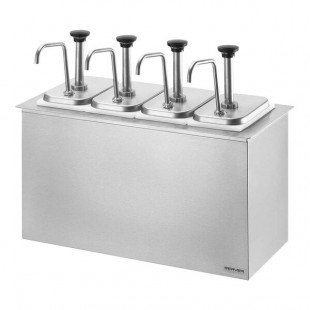 Server Stainless Steel Insulated Drop-In Pump Dispenser with 4 Fountain Jars and 4 Stainless Steel Pumps