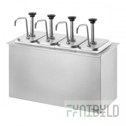 Server Stainless Steel Insulated Drop-In Pump Dispenser with 4 Fountain Jars and 4 Stainless Steel Pumps