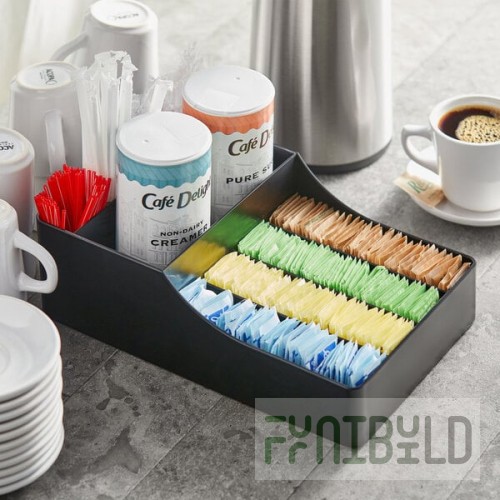 Choice Black 9-Section Countertop Coffee Condiment Organizer