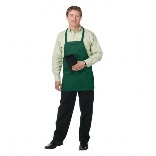 Chef Revival Hunter Green Poly-Cotton Customizable Bib Apron with 3 Pockets - 28 Chef Revival Hunter Green Poly-Cotton Customizable Bib Apron with 3 Pockets - 28