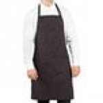 Uncommon Chef 3018 Black and Red Pinstripe Customizable Poly-Cotton Butcher Bib Apron with 2 Pockets - 34