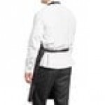 Uncommon Chef 3018 Black and Red Pinstripe Customizable Poly-Cotton Butcher Bib Apron with 2 Pockets - 34