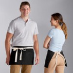 Choice Gray Poly-Cotton Waist Apron with Natural Webbing and 3 Pockets - 12
