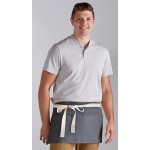 Choice Gray Poly-Cotton Waist Apron with Natural Webbing and 3 Pockets - 12