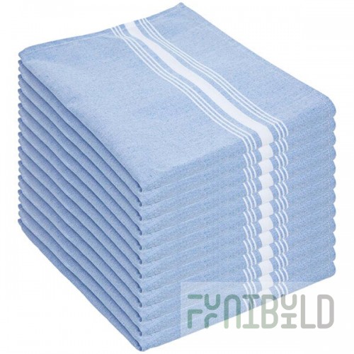 Hospeco Mariposa Reverse Blue 100% Spun Polyester Bistro Striped Cloth Napkins, 18