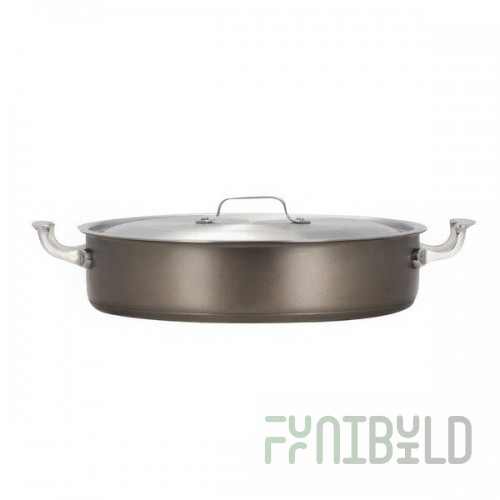 Bon Chef 60032TAUPE Cucina 9 Qt. Taupe Stainless Steel Induction Brazier Pot with Lid