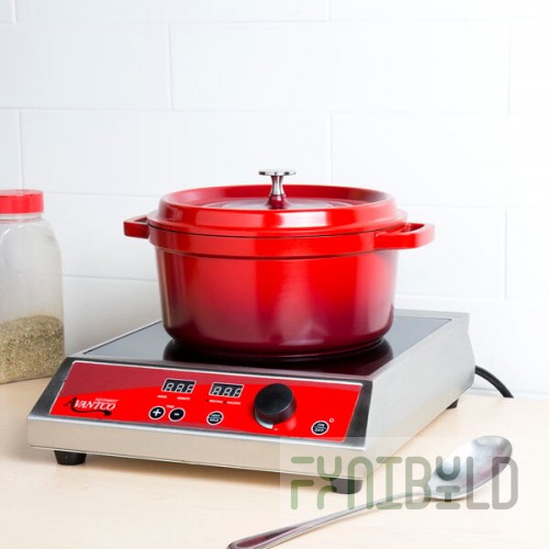 GET CA-012-R/BK Heiss 4.5 Qt. Red Enamel Coated Cast Aluminum Round Dutch Oven with Lid