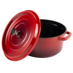 GET CA-012-R/BK Heiss 4.5 Qt. Red Enamel Coated Cast Aluminum Round Dutch Oven with Lid