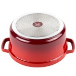 GET CA-012-R/BK Heiss 4.5 Qt. Red Enamel Coated Cast Aluminum Round Dutch Oven with Lid
