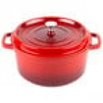 GET CA-012-R/BK Heiss 4.5 Qt. Red Enamel Coated Cast Aluminum Round Dutch Oven with Lid